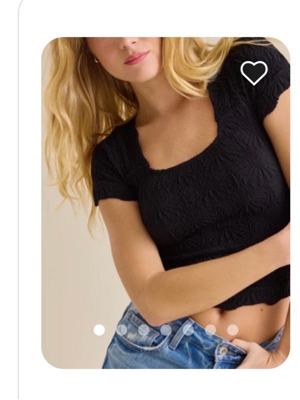 Altar'd State Floral Black Textured Square-Neck Crop Top